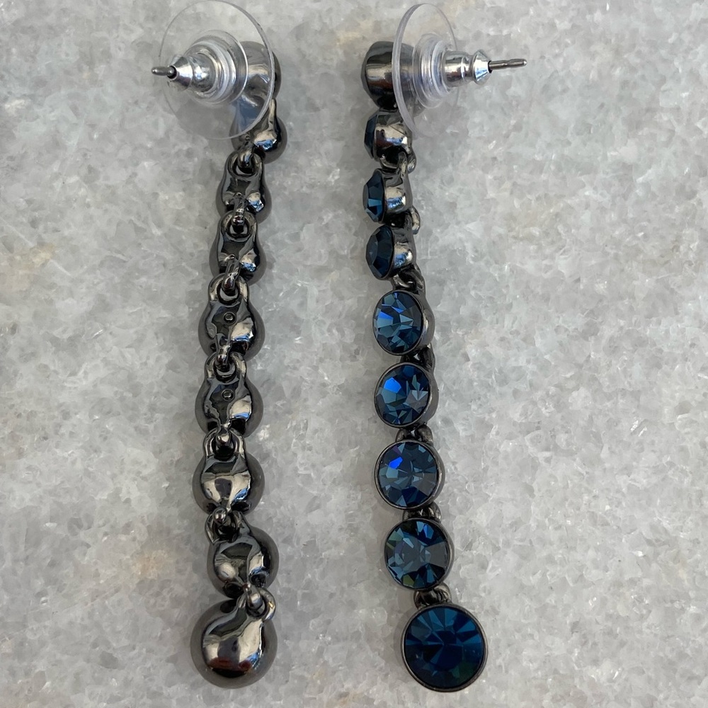 Givenchy gunmetal necklace with blue Swarovski, plus earrings - Picture 11 of 15
